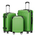 BEIBYE Koffer met harde schaal, trolley, rolkoffer, reiskoffer, veiligheid, cijferslot, dubbele wielen, ABS-materiaal, handbagage, 4 wielen, M-L-XL-set, olijfgroen