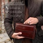 Leren Herenhandtas Clutch tas Heren Polstas Handgemaakt Italiaanse Volnerfleer, Bruin