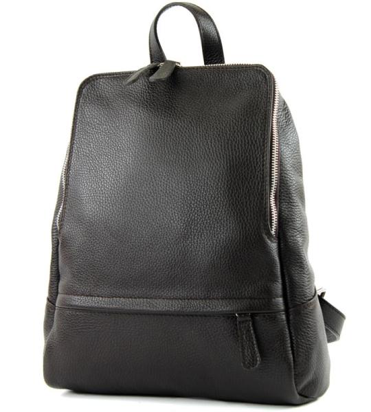 Modamoda.de T138 Italiaanse damesrugzak van leer, Dark Chocolate2021, Medium