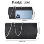 Clutch avondtas voor dames, zilver, glitter, kettingtas, elegante enveloptas, feestschoudertas voor dames, meisjes, bruiloft, vrije tijd, feest, afstudeerbal, zwart
