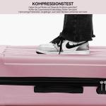 BEIBYE Koffer met harde schaal, trolley, rolkoffer, reiskoffer, veiligheid, cijferslot, dubbele wielen, ABS-materiaal, handbagage, 4 wielen, M-L-XL-set, roze