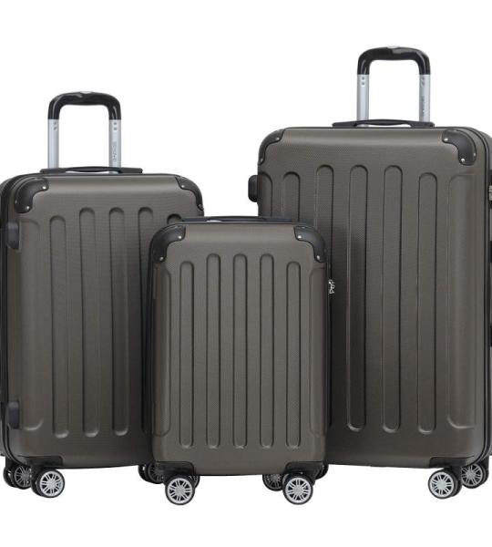 BEIBYE Reiskoffer met dubbele wieltjes, trolley, hard shell, maten XL-L-M, keuze uit 14 kleuren, bruin