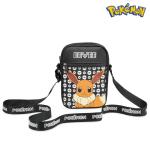 Schoudertas Cross-Body Bag voor Kinderen - Verstelbare Riem Kids Pikachu Kleine Reistas - Gamer Gifts, Zwarte Eevee, One Size
