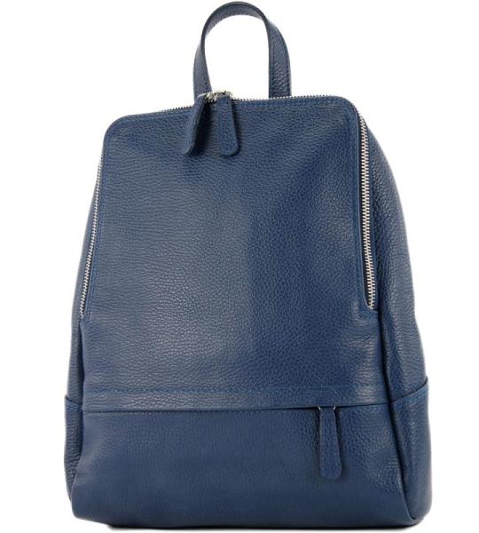 - T138 - Italiaanse damesrugzak van leer, blauw, Medium