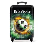 NoBoringSuitcases.com Kinderkoffer, handbagage, harde koffer met TSA-slot, jongens en meisjes, trolley, reiskoffer, draagtas, rolkoffer, klein of middelgroot, 11 voetbal in groen, 