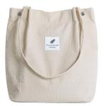 Koord Tas Womens Grote Corduroy Tote Bag Vrouwen Schouder Handtassen voor School Winkelen Werk College Casual, Beige-2, L, Retro