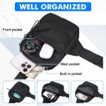 Slingtas, crossbodytas voor dames en heren, waterdichte borsttas met ademend ontwerp, herentassen met rits, schouderrugzak voor kamperen, reizen, buitensporten (puur zwart), Zwart,