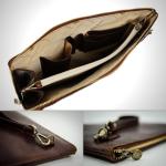 Groot Leren Herenhandtas Clutch tas Heren Polstas Handgemaakt Italiaanse Volnerfleer, Bruin
