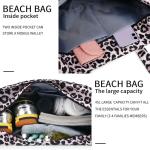 Grote strandtas voor dames, schoudertas, handtas, waterdicht, zanddicht met ritssluiting, voor zwembad, fitnessstudio, reizen, met zak voor natte spullen., luipaard