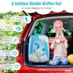 DREAMADE 2-delige kinderkoffer & rugzak, kinderkofferset, kindertrolley, handbagage, reisbagage, harde koffer voor kinderen, Blauwe eenhoorn 2, kinderkoffer set