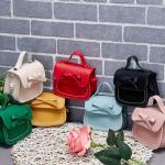 Rucksack Viele Taschen -Umhängetasche für kleine Mädchen, eine Umhängetasche, einfarbig, Bowknot, Mode, Schulter, Kinder Taschen Von Zwei Blau
