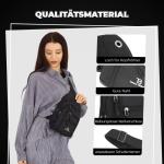 Borstzak - waterdichte schoudertas, ultralichte schoudertas met USB en hoofdtelefoonuitgang, sling bag voor heren en dames, 26 x 16 x 4,5 cm, zwart, zwart