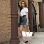 dames handtas meerkleurig gestreept schoudertas Shopper (grijs)
