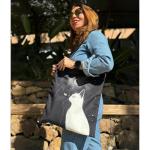 Tote Bag esthetische schoudertas voor dames, grote schoudertas voor dames, 37 x 42 cm, waterdichte Oxford-tas met ritssluiting, universiteit, waterdichte tas voor dames, Cat Love 1