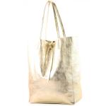 Modamoda T163 Shopper, tas, van leer, groot, met binnenvak, goud-metallic, Large