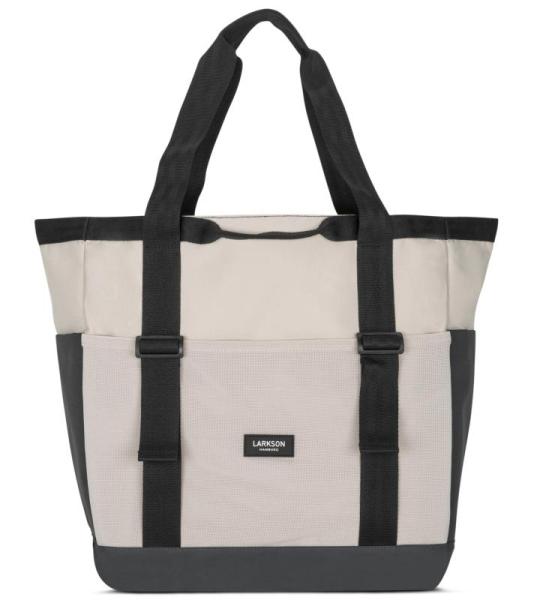 Smilla Strandtas met ritssluiting voor dames en heren, gezinsvakantie, sport, zwemmen, boodschappentas van gerecycled PET, waterafstotend, Zand Grijs, Eén maat