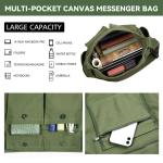 Tibroni Canvas Messenger Bag grote, casual vintage tote bag esthetiek, crossbody tas met meerdere zakken, schoudertas heren met grote capaciteit, voor reizen, werk, school, winkele