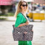 Grote strandtas voor dames, schoudertas, handtas, waterdicht, zanddicht met ritssluiting, voor zwembad, fitnessstudio, reizen, met zak voor natte spullen., luipaard