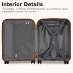 Kofferset 3 Teilig Reisekoffer von ABS+PC Hartschalenkoffer mit 4 Rollen TSA Schloss (Schwarz/Braun,Set)