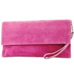 Modamoda T151/M151 Italiaanse clutch van suède/leer, metallic, Roze 2021, Small