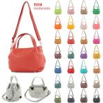 - T218 - ital. Dames hengseltas klein van leer, Bubble Gum / Metaal Goud, Small