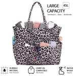 Grote strandtas voor dames, schoudertas, handtas, waterdicht, zanddicht met ritssluiting, voor zwembad, fitnessstudio, reizen, met zak voor natte spullen., luipaard