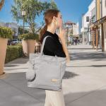 Tas dames shopper, met portemonnee grote canvas schoudertas met ritssluiting grote handtas stof boodschappentas voor werk en school onderweg, zwart, Eén maat, shopper