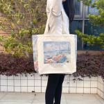 Draagtas, Draagtassen Dames, Boodschappentas, Schoudertas Stoffen Tas, Katoenen Tas, Jute Tas, Met Vintage Print, Canvas Tote Bag om te winkelen School