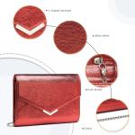 Vrouwen Clutch Bag Glitter Avondtas Met Ketting Riem Speciale Envelop Clutch Schoudertas voor Bruiloft Bruids Feest Sparkle Elegante Dames, Bordeaux