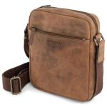 Premium schoudertas Tom van Buff Hunter leer, kleine schoudertas voor heren, donkerbruin