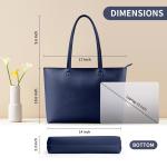 Totebag, grote schoudertas met ritssluiting van waterdicht PU-leer, damestas voor werk, school, reizen, dagelijks gebruik, Donkerblauw