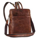 'Sienna' 2-in-1 Leren Rugzak & Schoudertas Dames Tas Vintage Crossbody Bag Echt Leer Handtas Casual voor Vrije Tijd en Stad, Kleur:cannes - bruin