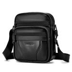 Grote Heren Lederen Handtas Schoudertas IPAD Zakelijke tas Cross Body Casual Sling Organizer Reistas met verstelbare schouderriem Zwart (Zwart 010)