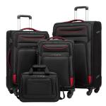 COOLIFE Koffer trolley koffer reiskoffer met 4 wielen stoffen koffer handbagage TSA-slot de koffer bevat 1 grote schoudertas, zwart+rood, nice