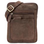 LEABAGS Leren schoudertas voor dames en heren, messenger bag met schouderriem, werktas, draagtas, handtas, echt lederen tas, natuurlijk donkerbruin, Boheems, gedeconstrueerd, minim