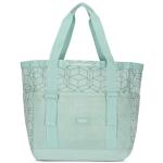 Smilla Strandtas met ritssluiting voor dames en heren, gezinsvakantie, sport, zwemmen, boodschappentas van gerecycled PET, waterafstotend, Mint Patroon, Eén maat