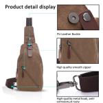 fandare Sling Bag met kopfhöreröffnung 9.7 inch iPad Studenten Party Outdoor multifunctioneel Schoudertas Dames/heren slijtvaste linnen, bruin