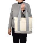 Middelgrote handtas voor dames, canvas, tas, schoudertas, shopper voor boeken, dagelijks gebruik, werk, grijswit, M(33cmx30cmx16cm)
