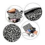 Schoudertas voor dames, schoudertas met ritssluiting, crossbody tas, leren handtas, klein, dagrugzak, Grijs-luipaard, Small
