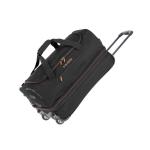 Travelite Basics Rolkoffer met 2 wielen, maat S met stretchplooi, zachte reistas met wielen met extra veel volume, zwart/blauw, 55 cm