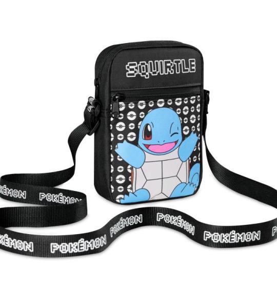 Schoudertas Cross-Body Bag voor Kinderen - Verstelbare Riem Kids Pikachu Kleine Reistas - Gamer Gifts, Zwarte Squirtle, Eén maat
