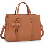 Handtas voor dames, shopper, grote zwarte tas voor dames, laptoptas, 15,6 inch, PU-leer, schoudertas, werktas voor zakelijk, werk, school, bruin, Hedendaags