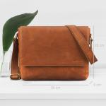 Zakelijke tassen heren lederen laptoptas dames 'San Diego' lederen schouder platte vintage aktetas echt leer voor 15 inch notebook, Texas Bruin, Medium