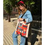 Tote Bag esthetische schoudertas voor dames, grote schoudertas voor dames, 37 x 42 cm, waterdichte Oxford-tas met ritssluiting, universiteit, waterdichte tas voor dames, Cat Love 2
