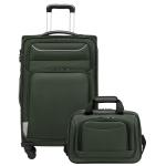 COOLIFE Koffer trolley koffer reiskoffer met 4 wielen stoffen koffer handbagage TSA-slot de koffer bevat 1 grote schoudertas, donkergroen, nice
