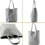 Modamoda T163 Shopper, tas, van leer, groot, met binnenvak, roze (B), Large