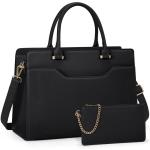 Shopper Grote laptophandtas voor dames, 15,6 inch, PU-leer, werktas, lerarentas, waterdicht, laptoptas met portemonnee voor business, kantoor, school, zwart, Satchel