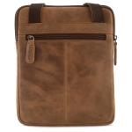 LEABAGS Leren schoudertas voor dames en heren, messenger bag met schouderriem, werktas, draagtas, handtas, echt lederen tas, Natuur Lichtbruin, Boheems, gedeconstrueerd, minimalist