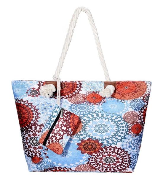 Grote waterafstotende strandtas met rits Retro Chic