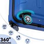 BEIBYE Koffer met harde schaal, trolley, rolkoffer, reiskoffer, veiligheid, cijferslot, dubbele wielen, ABS-materiaal, handbagage, 4 wielen, M-L-XL-set, blauw